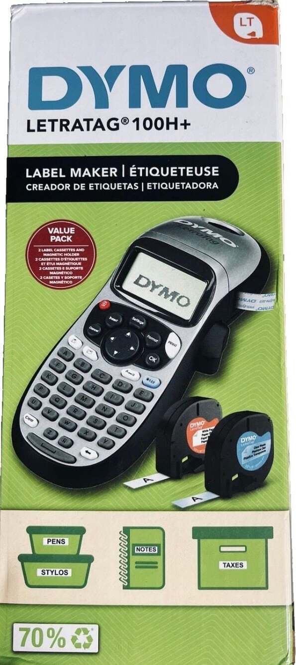 DYMO LetraTag 100H+ Handheld Label Maker Value Pack with 2 Cassettes‎ & Magnetic